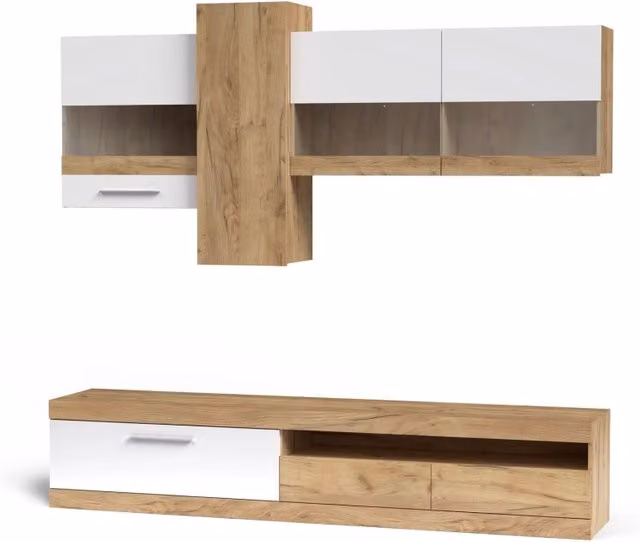 Parete attrezzata Tokio colore rovere e bianco