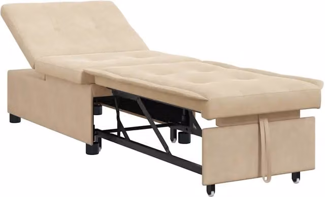 Divano letto | Sof¨¤ letto | Letto singolo Estraibile Crema 194 x 67 x 82 cm Microfibra