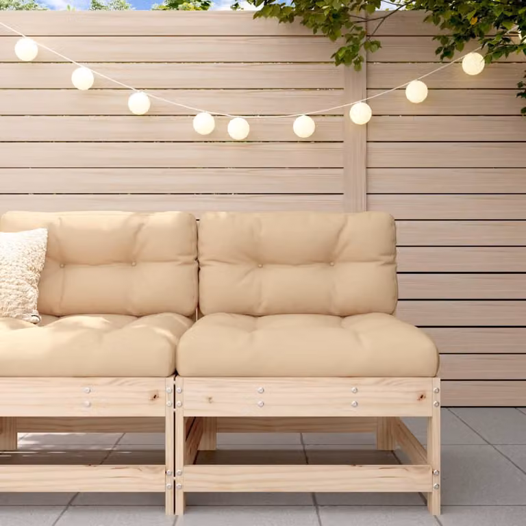 vidaXL Divano da giardino in legno massello di pino rustico non trattato, beige/marrone, L 70,5 x P 62 x H 62 cm
