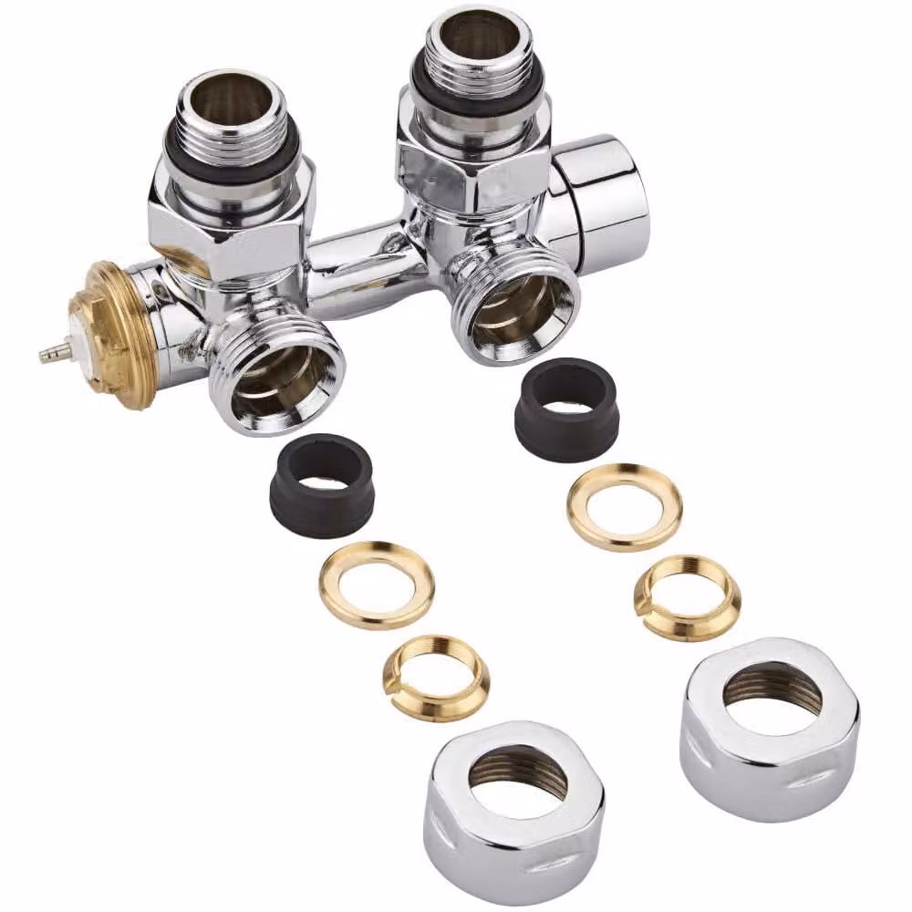 Valvole Termostatiche a Squadra Multiblock H per Radiatori con Adattatori Rame Ø14mm