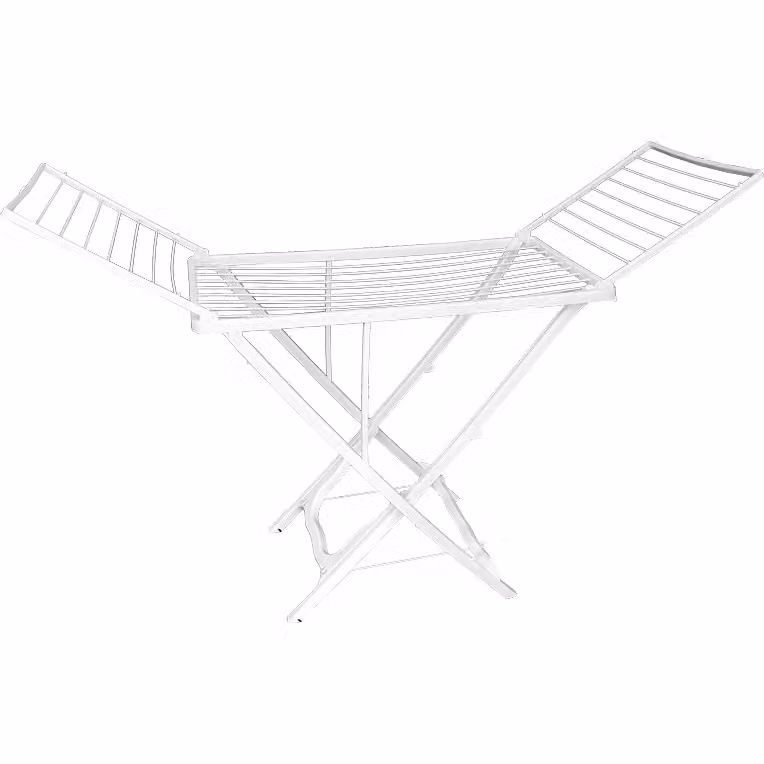 Stendibiancheria da pavimento Light Vestiamo Casa in resina e metallo, colore bianco, pieghevole con ruote, 18 metri di stenditura