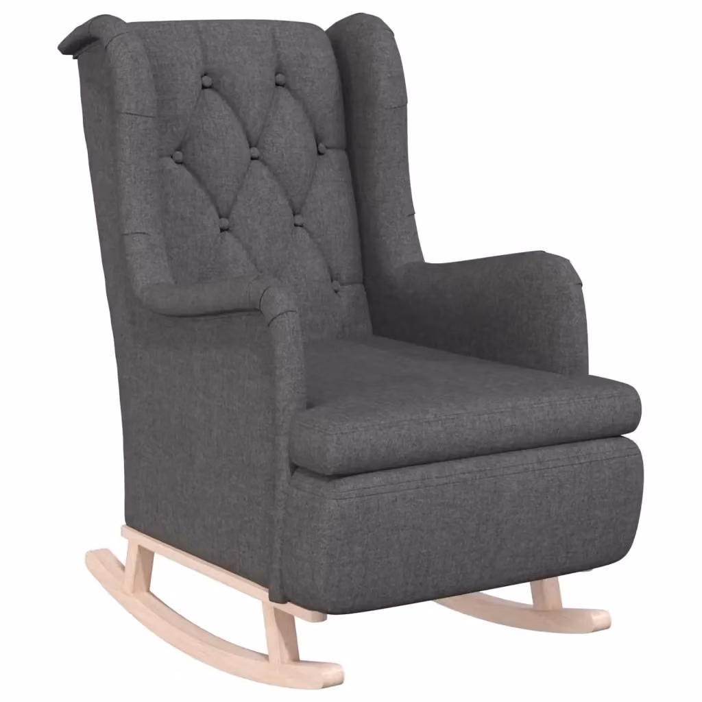 vidaXL Poltrona Relax con Gambe a Dondolo in Legno e Tessuto Grigio – 2