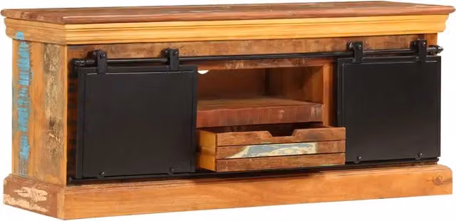 Mobile Porta TV Industrial vidaXL in Legno e Metallo Marrone L: 110 cm, P: 30 cm, H: 45 cm