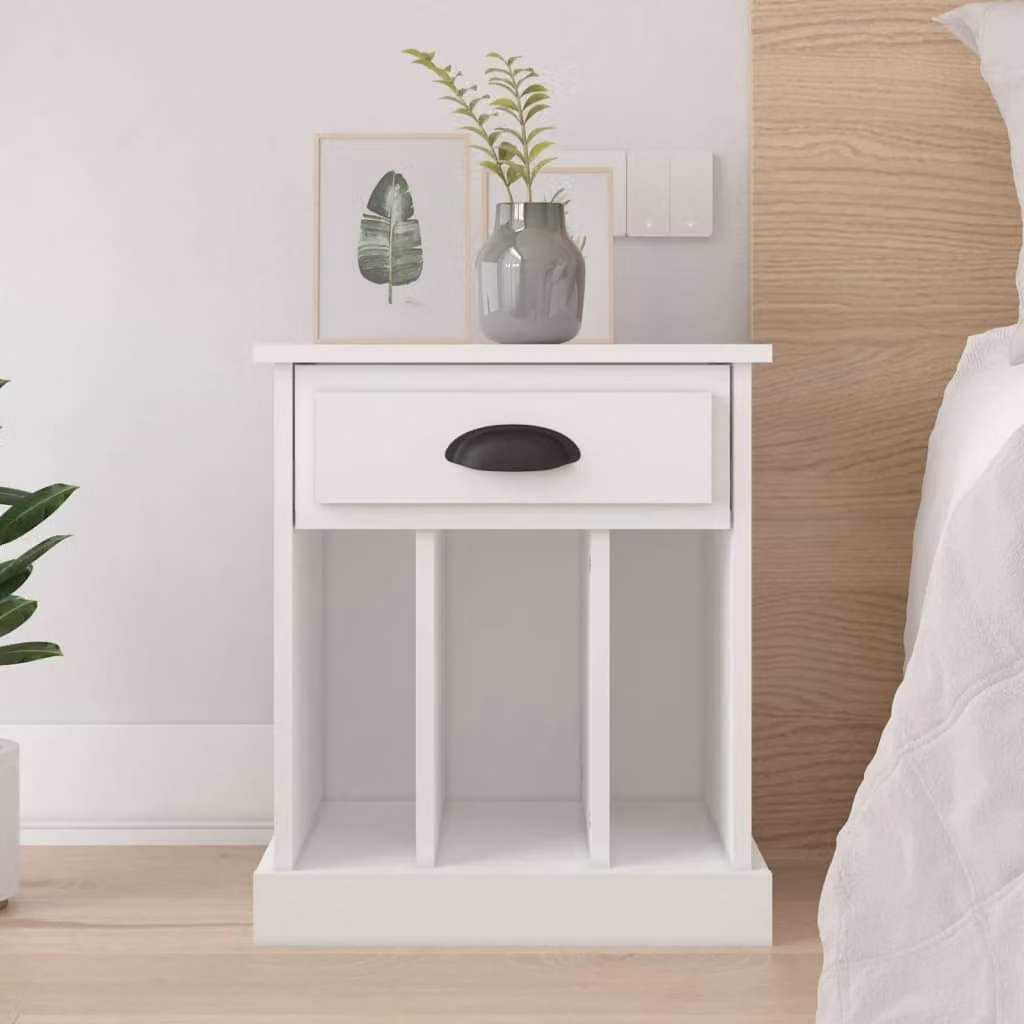 Comodino moderno da parete vidaXL in legno bianco opaco L: 43 cm, P: 36 cm, H: 50 cm