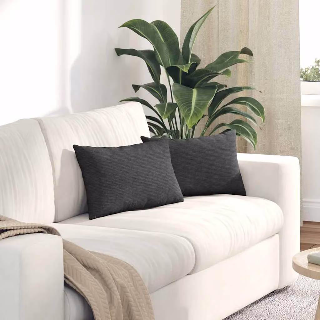 Set di 2 cuscini da divano vidaXL in velluto a coste grigio, L 50 cm x P 30 cm