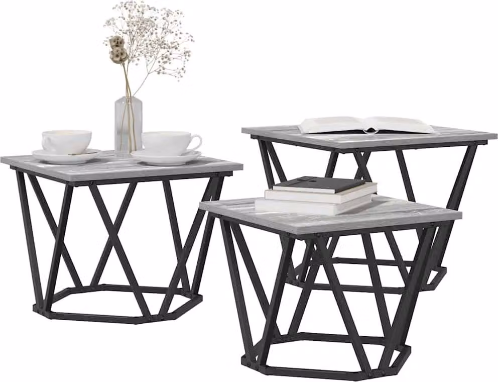 Tavolino da salotto 3 pcs Grigio Sonoma