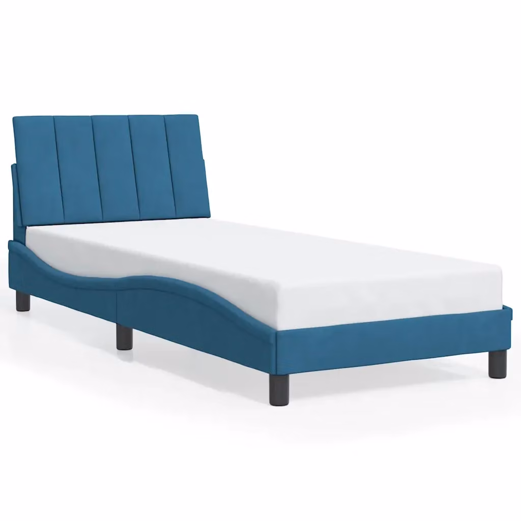 Struttura Letto Hanko Design Mania in Velluto Blu L 80 cm x P 200 cm – 2