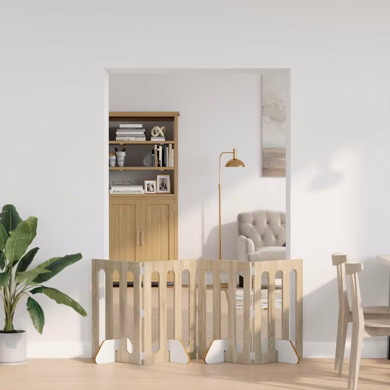 vidaXL Recinto pieghevole per animali in legno 4 pezzi colore marrone Rovere Sonoma