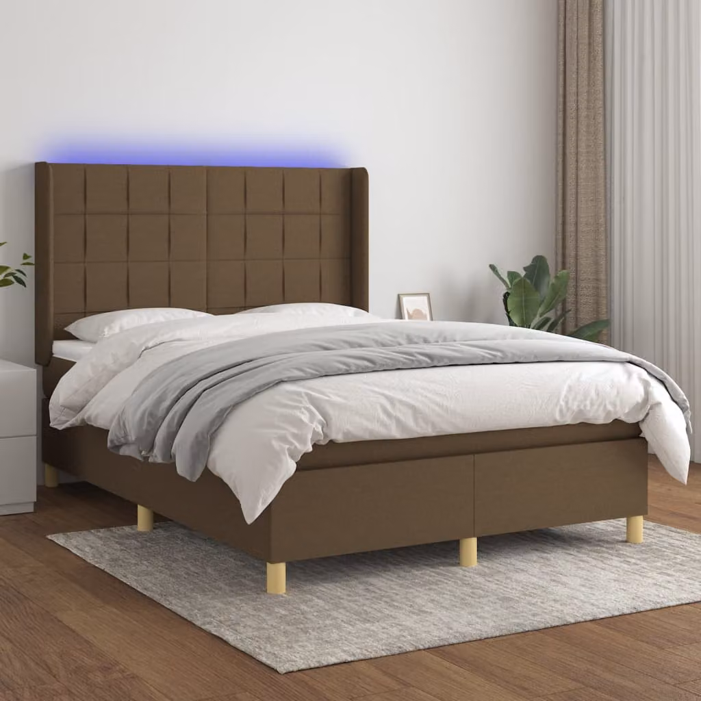 Letto Ibrido con Materasso e Illuminazione LED vidaXL, Marrone e Bianco, L/P/H: 200 x 140 x 33 cm – 1