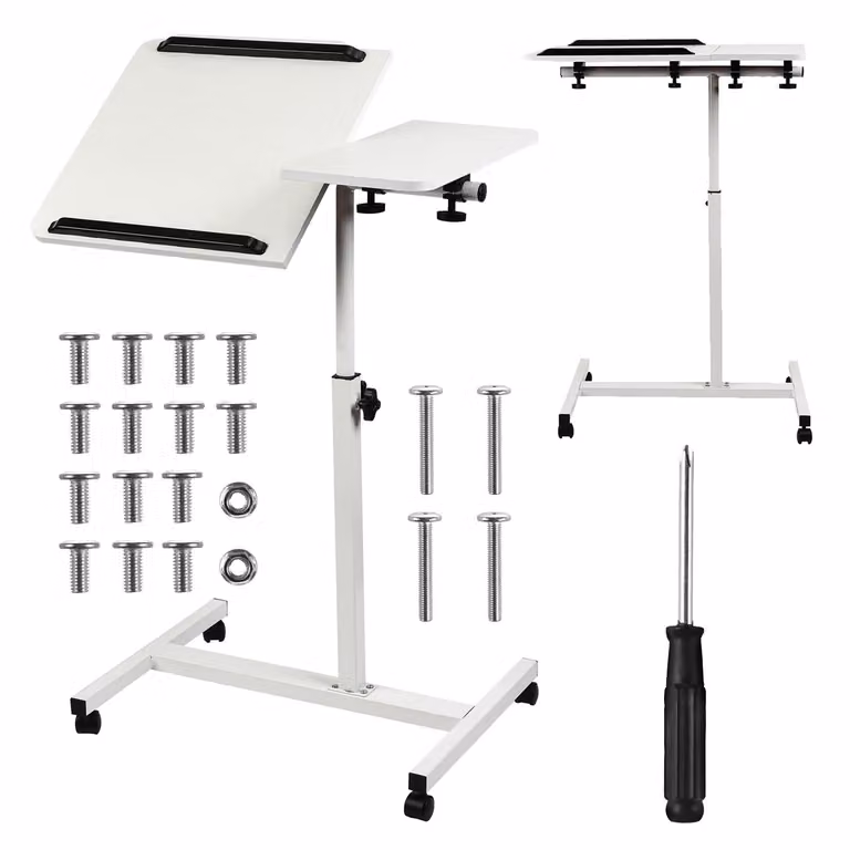 Supporto mobile per scrivania/laptop Maclean bianco regolabile in altezza da 59 a 89 cm max. 30 kg MC-121 W