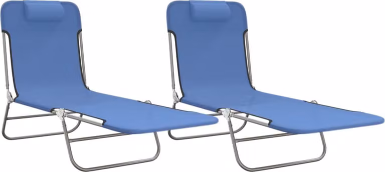 Lettini Prendisole 2 pz Blu in Textilene e Acciaio