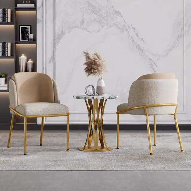 Sedia da pranzo MIVRAY con schienale ergonomico in similpelle beige e verde con piedini regolabili – 1