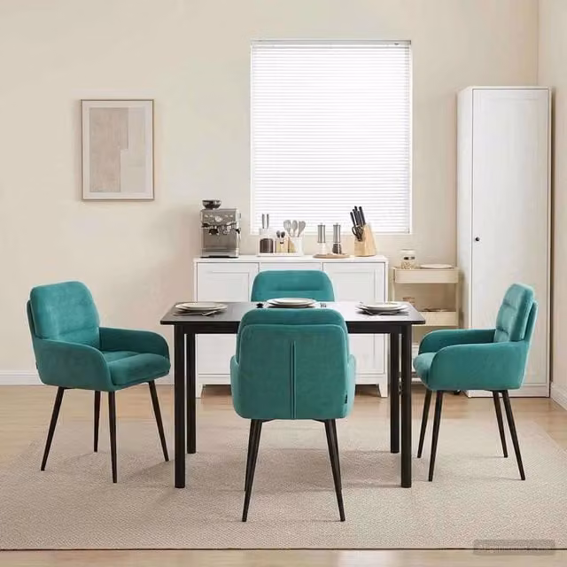 Set di 4 sedie da pranzo moderne vidaXL in velluto turchese L: 59 cm, P: 59,5 cm, H: 90 cm