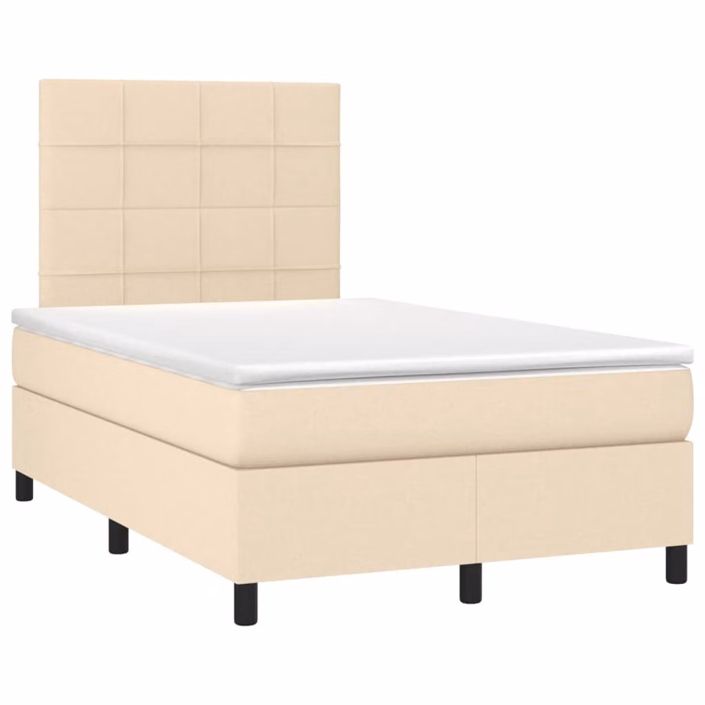 Maison Exclusive - Letto boxspring con materasso Crema 120x190 cm Tessuto