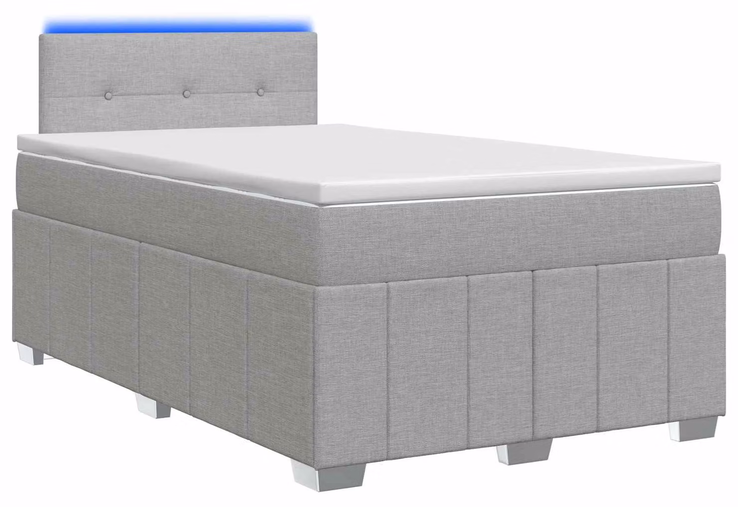 Letto a molle con materasso grigio chiaro 120 x 190 cm in tessuto