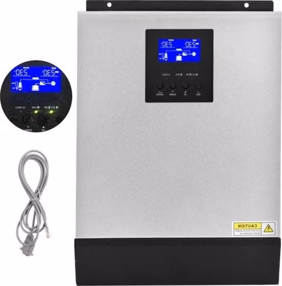 Inverter solare ibrido 3KVA 24V MPPT senza rete a onda sinusoidale pura colore argento