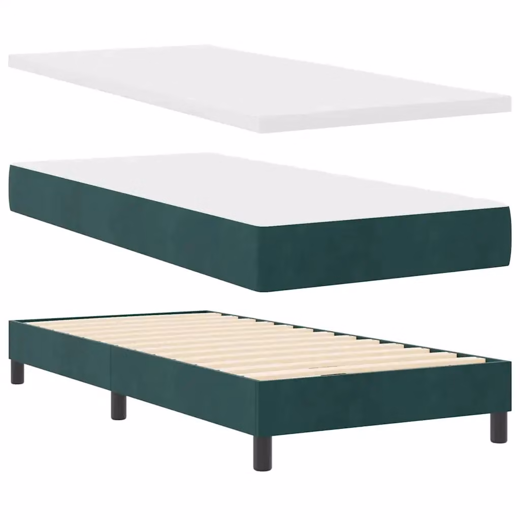 Letto a molle con illuminazione LED verde scuro in velluto vidaXL L/P: 90 x 190 cm – 2
