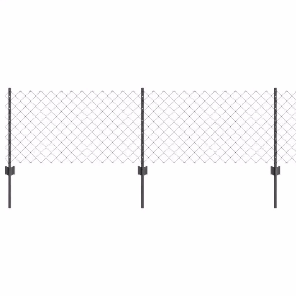 Recinzione a maglie con palo vidaXL in acciaio rivestito in PVC grigio per installazione interrata – 2