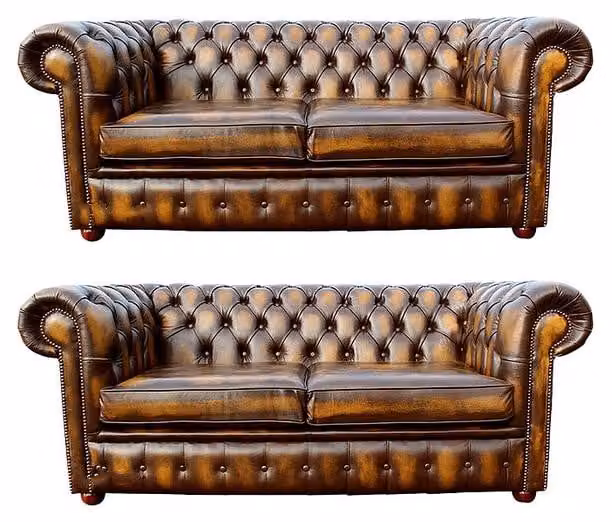 Chesterfield Design Luxus Polster Sofa Couch Sitz Garnitur Leder #165