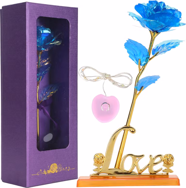 Fiore di rosa trasparente, rosa a forma di amore, fiori di rosa con espositore, fiore di rosa artificiale colorato, fiore di rosa colorato, collezione artigianale