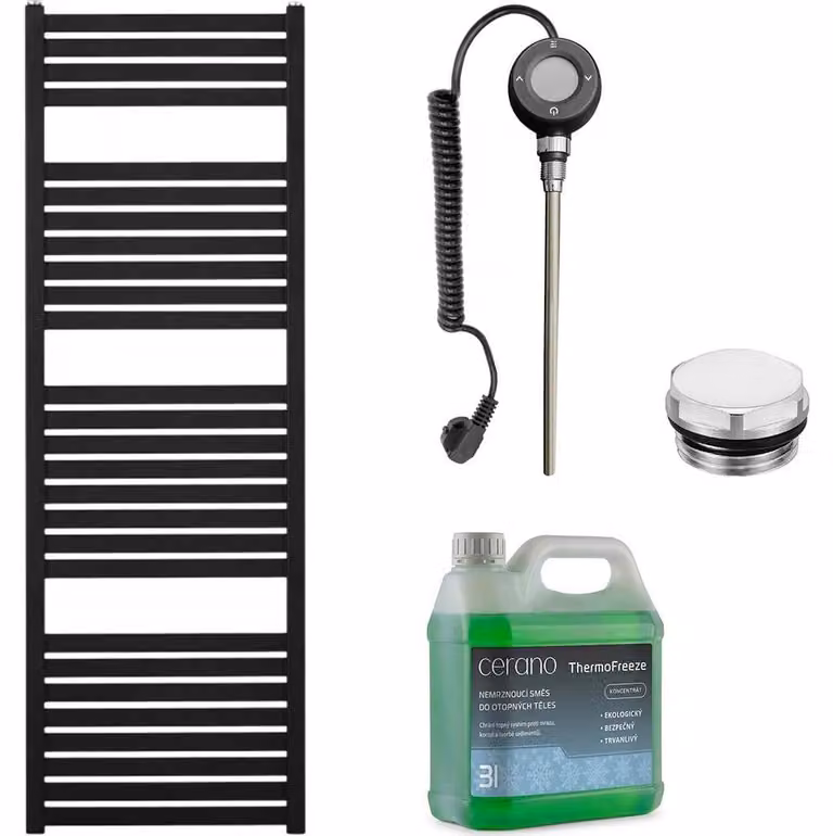 Set di radiatori elettrici da bagno Vincenzo - WIFI - 600W - nero opaco - 1330x450 mm