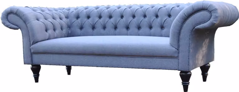 Dreisitzer Design Couch Polster Sitz Sofas Textil Sofa 3Sitzer Chesterfield Blau