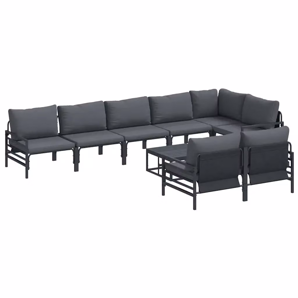 Set Divano da Giardino a L vidaXL in Acciaio Antracite con Cuscini – 2