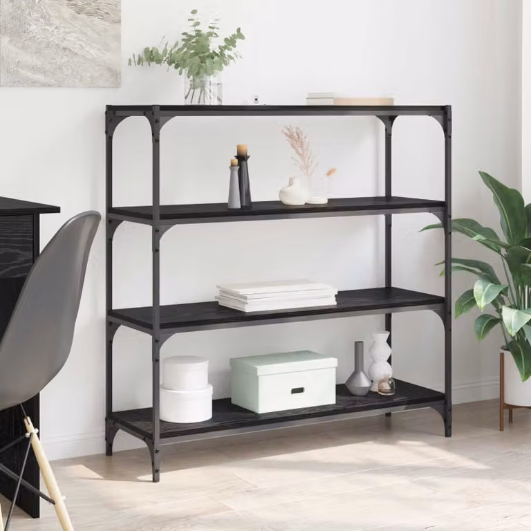 vidaXL Armadio per Libri in Stile Industrial con Montaggio a Parete, Colore Nero e Marrone, L 100 x P 33 x H 100 cm