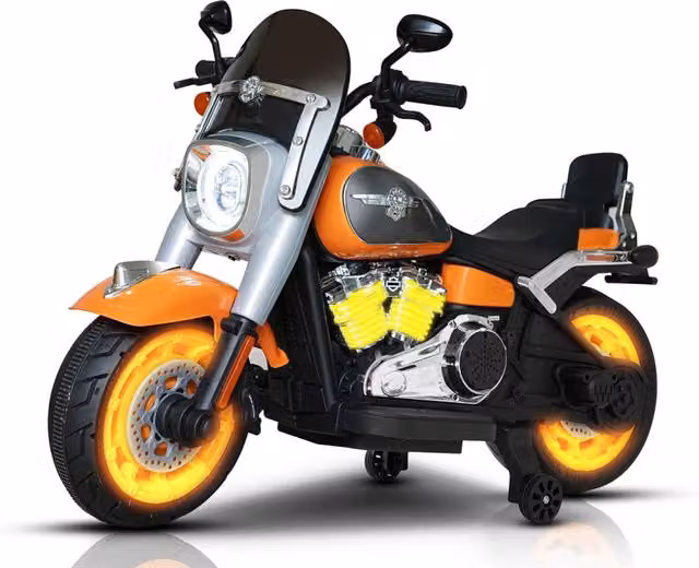 Moto Elettrica per Bambini Cruiser Acceleratore a Manubrio 12V 7Ah Arancione