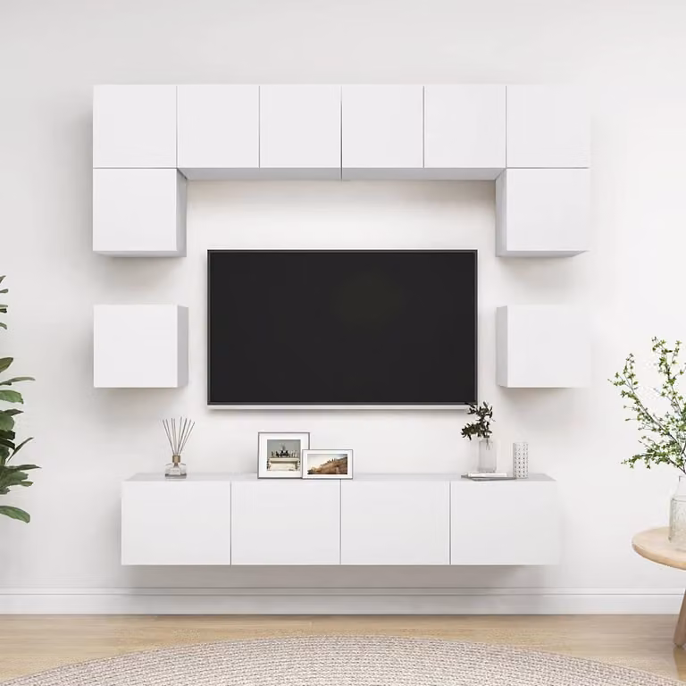 Set Mobili Porta TV vidaXL 8 Pezzi Bianco in Legno e MDF per Soggiorno