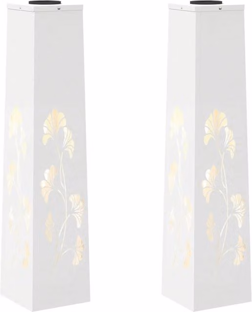 Set di 2 lampade solari da giardino dal design moderno 18 x 18 x 80 cm in acciaio laminato a freddo bianco 02_0052574