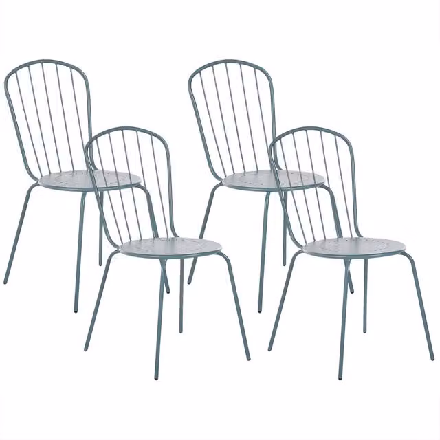 Set di 4 sedie da giardino moderne Beliani in metallo azzurro opaco