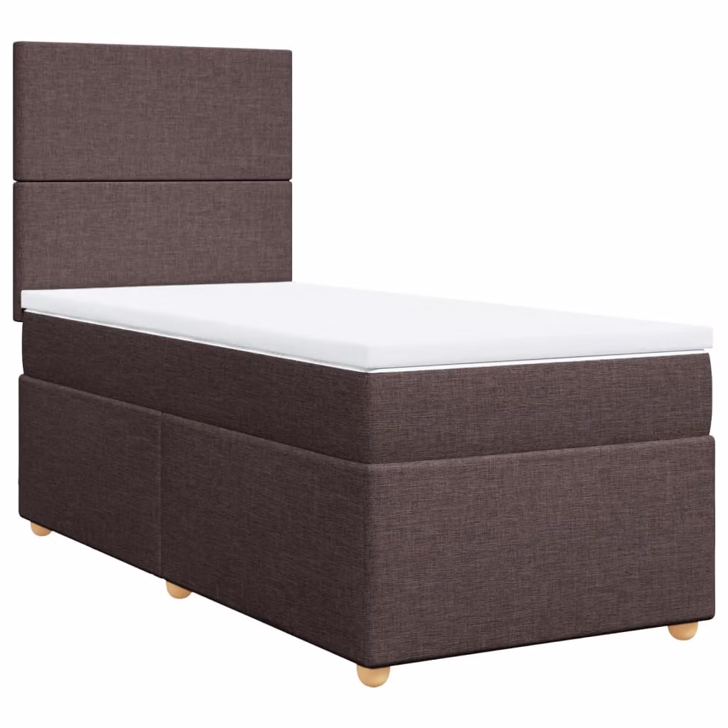 Giroletto a Molle con Materasso Marrone Scuro 80x200 cm Tessuto