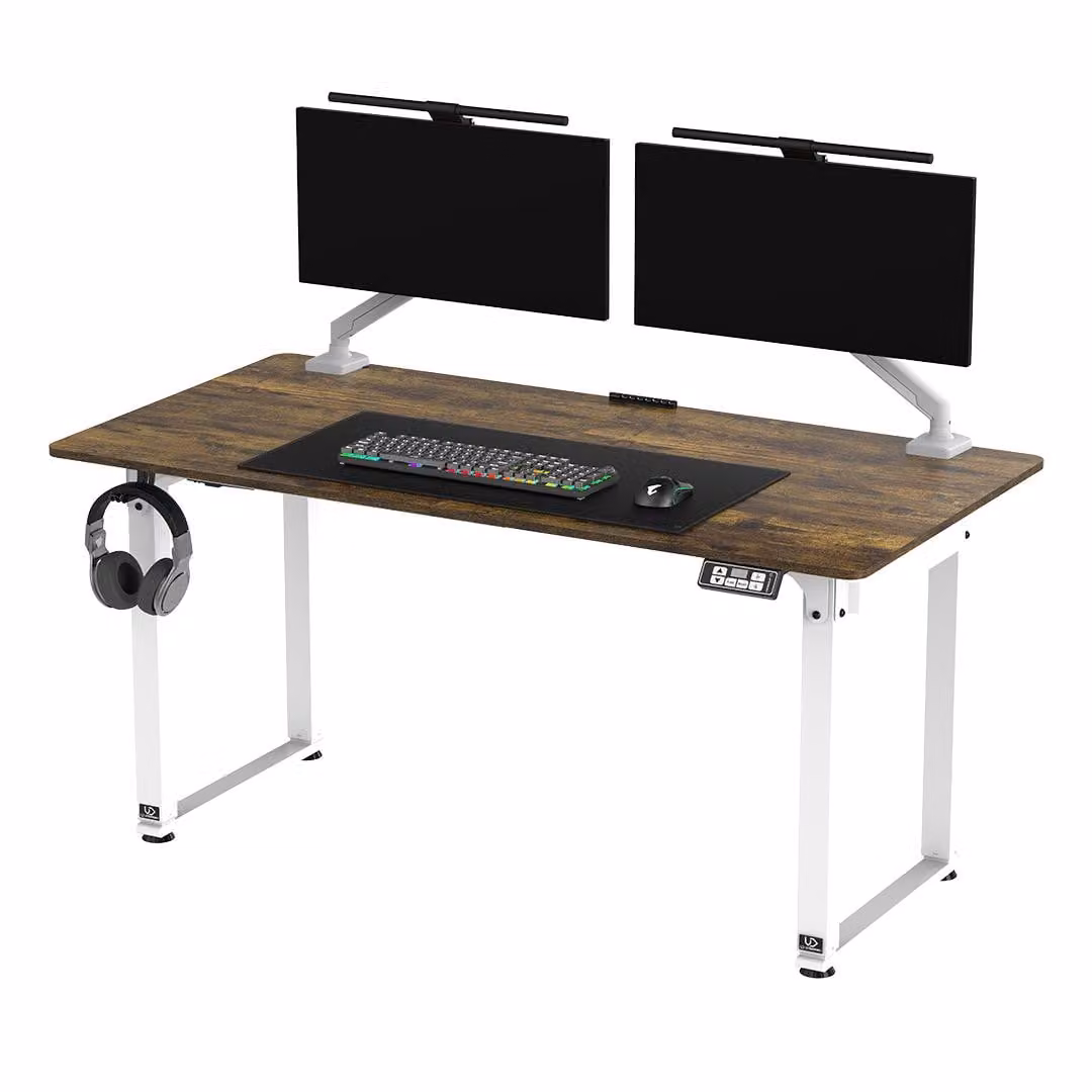 ULTRADESK UPLIFT Scrivania elettrica regolabile 160×75 cm, 72–118 cm, bianco-marrone
