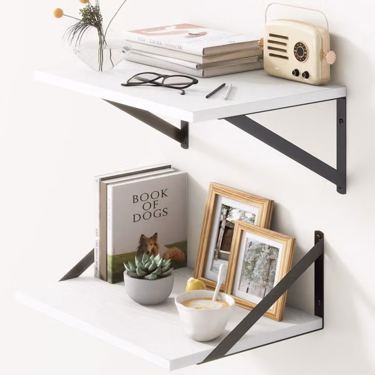 Set di 2 mensole da parete con design galleggiante, ideali per soggiorno e bagno