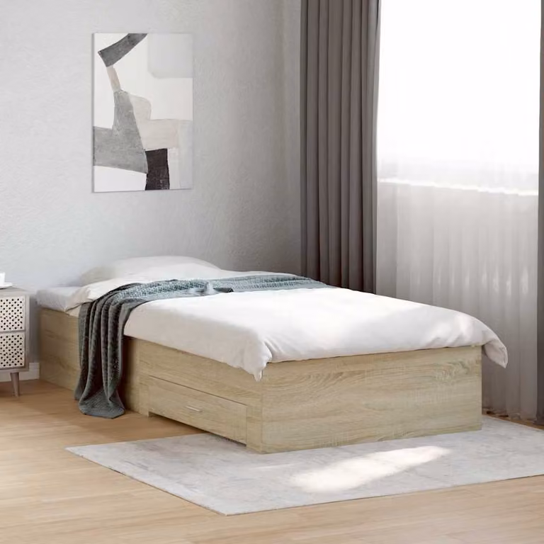vidaXL Giroletto con Cassetti in Rovere Sonoma e Legno Multistrato, L 78 cm x P 193 cm x H 32 cm