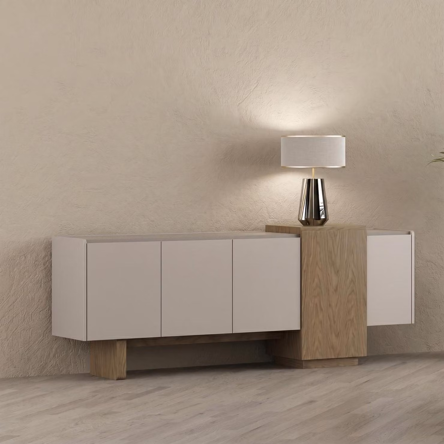 Moderner Grauer Sideboard Holz Esszimmer Set Kommode Luxus elegant