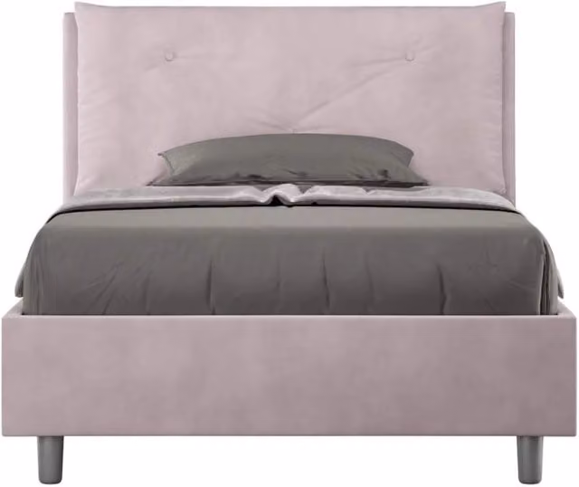 Letto una piazza e mezza senza rete imbottito 130x190 microfibra glicine Appia Large