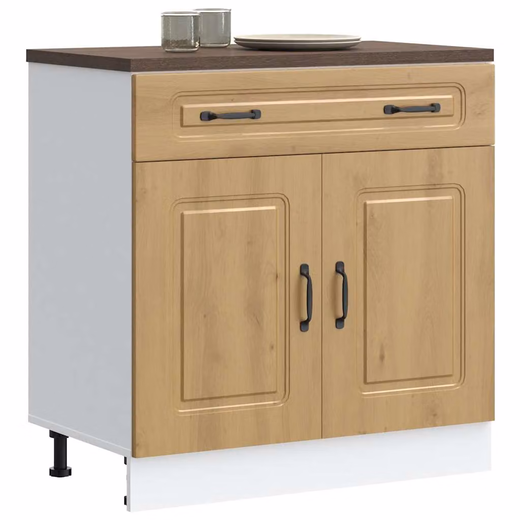 Base da cucina moderna vidaXL Kalmar in legno marrone con ante a battente L/P/H: 81,5 x 46,0 x 80,0 cm
