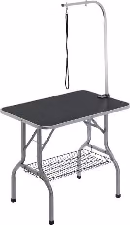 Tavolo per toelettatura professionale VEVOR per cani e gatti, modello pieghevole con braccio singolo, colore nero, portata massima 149,7 kg, L: 166,2 cm, P: 61,5 cm, H: 61,5 cm