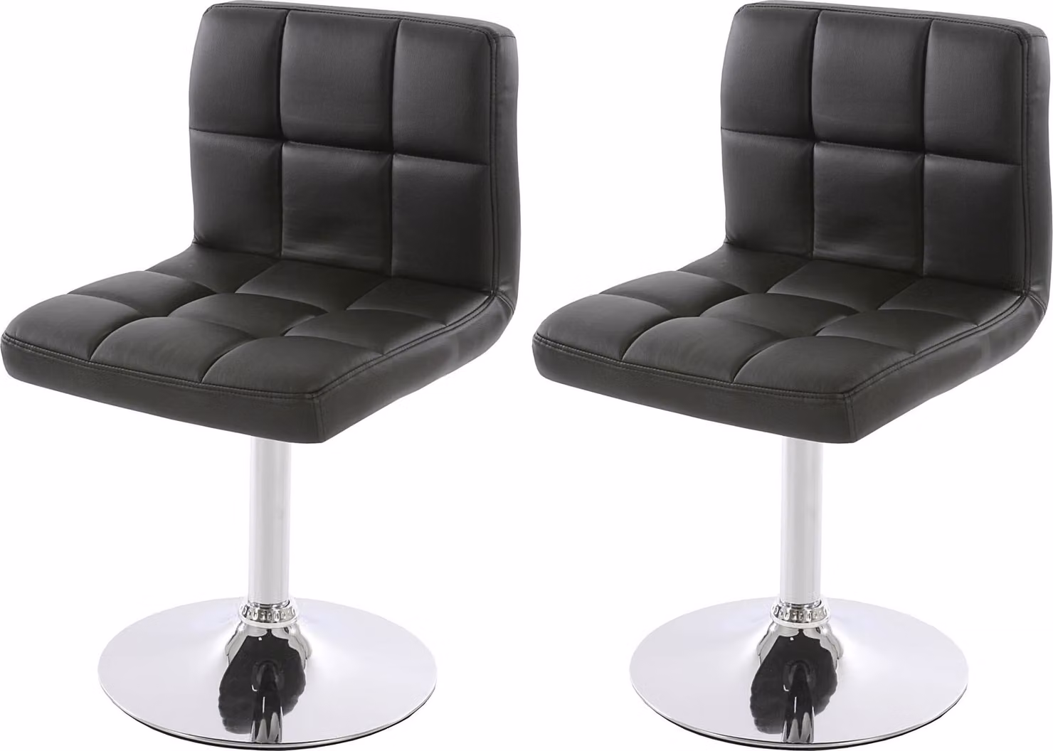 set di 2 sedie per sala da pranzo Sedia girevole Sedia Kavala in Pelle finta cromo ~ nero