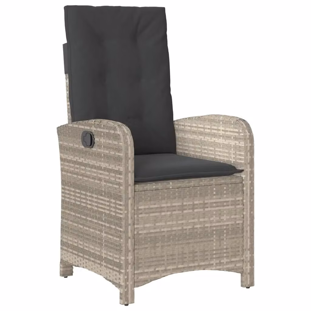 Sedia Reclinabile da Giardino vidaXL in Polyrattan e Metallo con Cuscini Grigio Antracite – 2