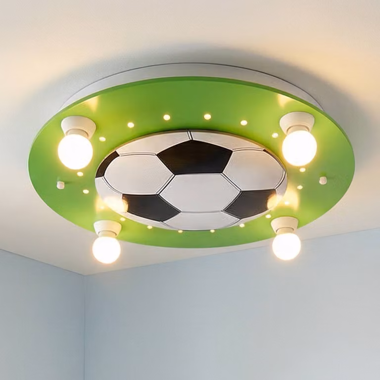 Elobra Plafoniera Fußball, dimmerabile, Verde, Cameretta, Legno, Plafoniera