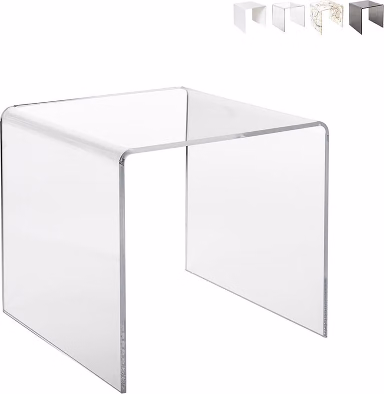 Tavolino moderno in plexiglas trasparente 40x40 cm 80'S Small - Trasparente