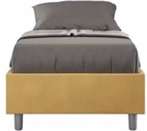 Letto singolo senza rete imbottito 90x200 microfibra ocra Azelia