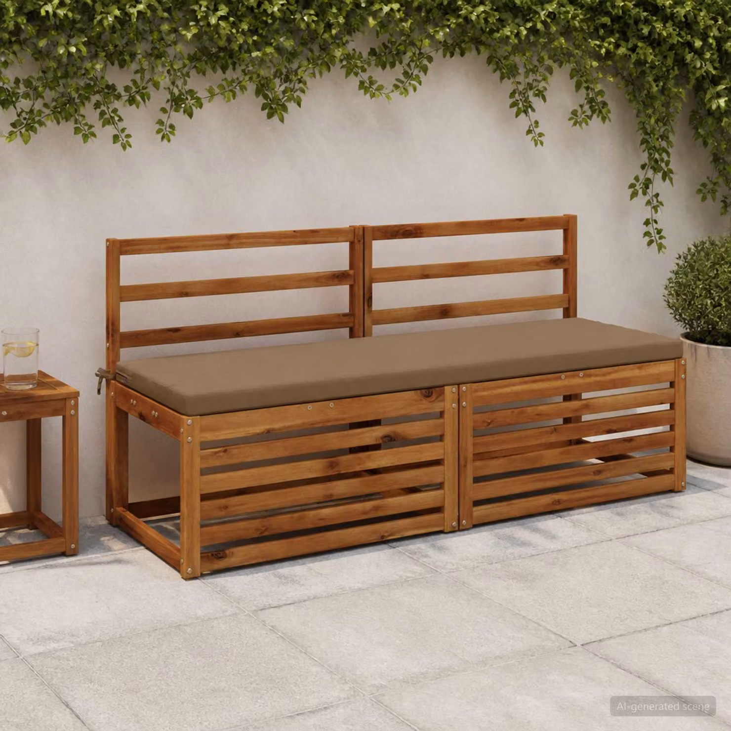 Set di 2 cuscini per panchina vidaXL in poliestere con imbottitura in schiuma, lavabili e resistenti ai raggi UV, disponibili in beige, grigio o marrone, L 140 x P 50 x H 50 cm