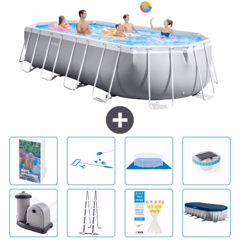 Piscina fuori terra ovale con struttura Prisma - 610x305x122 cm - 7 pezzi - Modello S595