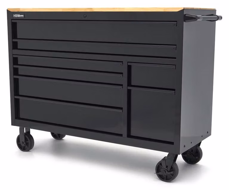 Carrello portautensili HBM, 8 cassetti, 142 cm, nero