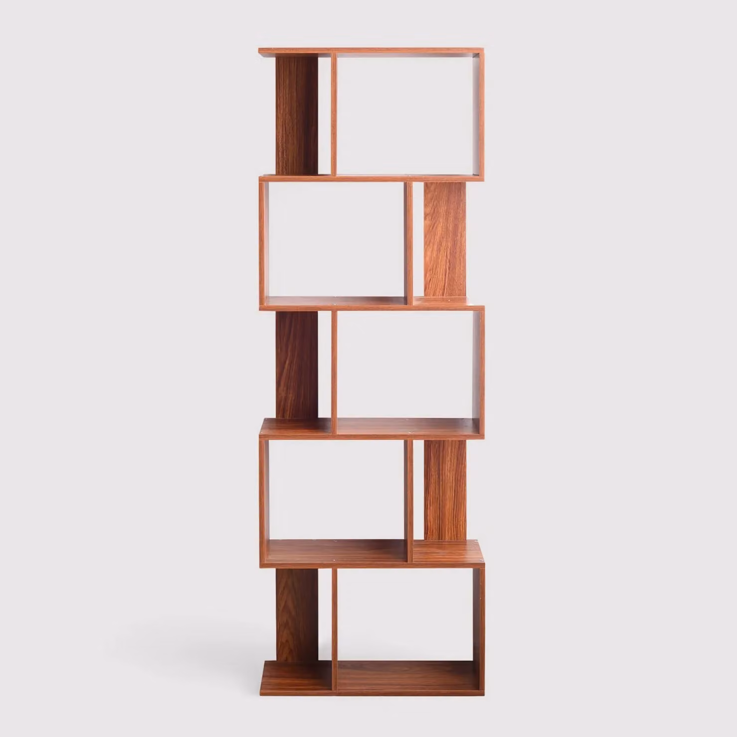 Singonio - Mobile libreria color noce con 5 scaffali