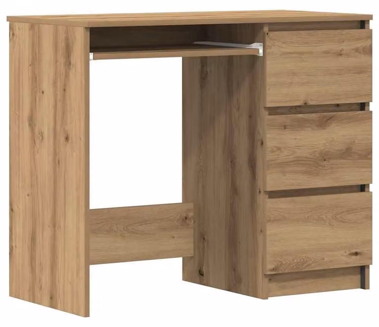 Scrivania Bureau van Hout con 3 cassetti, dimensioni 90x45x76 cm